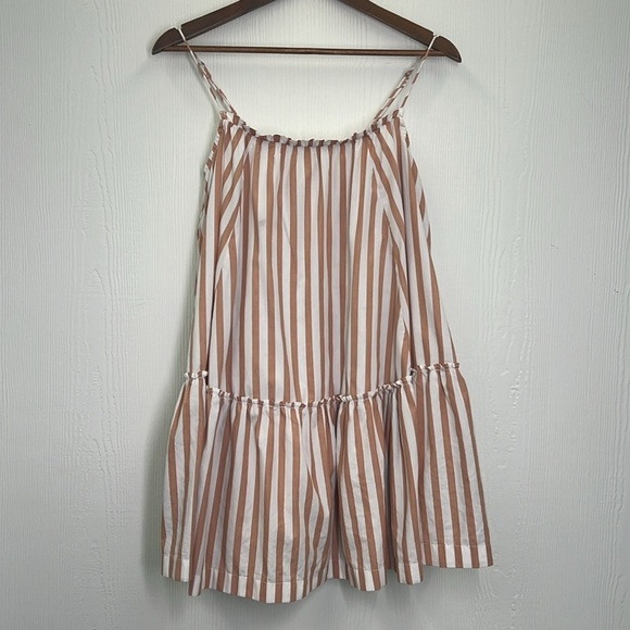 Abercrombie & Fitch - Stripe Ruffle Lined Spaghetti Strap Trapeze Mini Dress LG - Picture 10 of 12